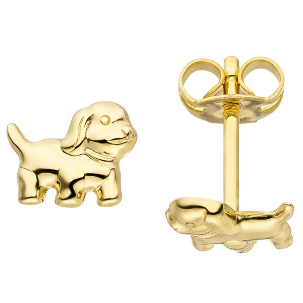 Ohrstecker FüR Kinder Ohrringe Goldohrringe Hund Welpe Aus 333 Gold Gelbgold-image