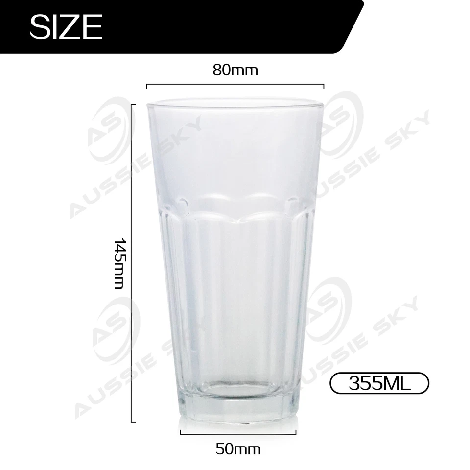 6Pcs Highball Drinking Glasses Tumblers Thick Sturdy Drinking Tumbler Heavy Base - image 2 of 3