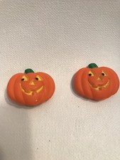2 Vintage Halloween Pumpkin/Jack-o-Lantern Button Covers