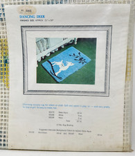 Vintage NOS Rug Artcraft Pattern Rug Canvas Only Dancing Deer # 32056