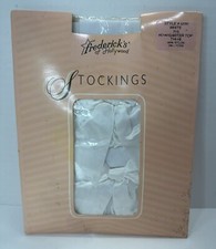 WOMENS FREDERICKS OF HOLLYWOOD WHITE BOW GARTER TOP THIGH HIGH SIZE P/S