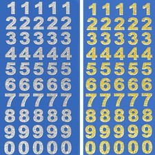 GLITTER NUMBER STICKERS Silver/Gold Self Adhesive Craft Wedding Birthday Card