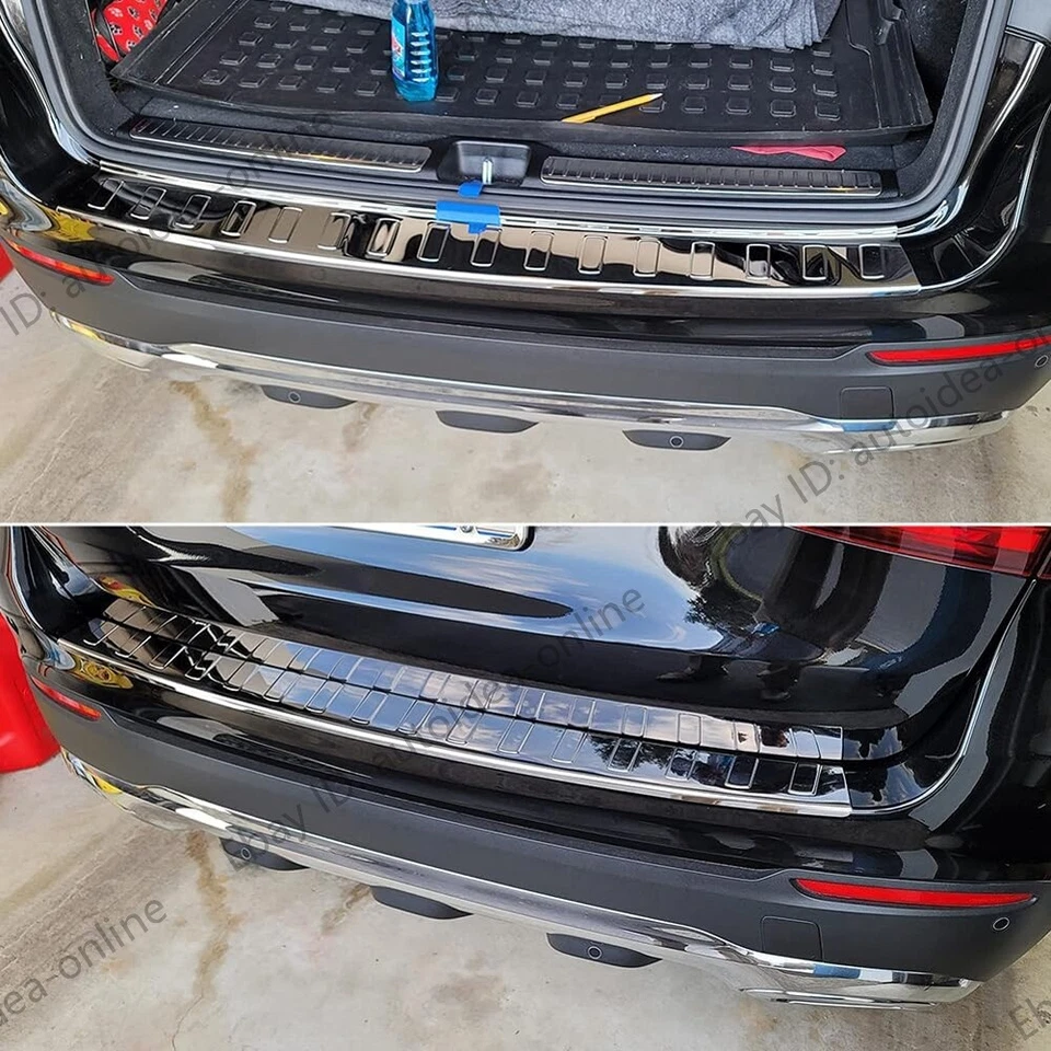 Silver S.Steel Outer Rear Bumper Protector Guard Plate For Benz GLC AMG GLC43 63 - image 3 of 4