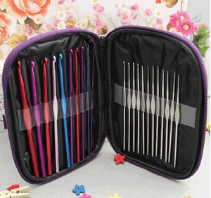 Aluminum-Crochet-Hooks-Needles-Knit-22pcs-Set-Weave-Craft-Yarn-Multi-Color-NEW