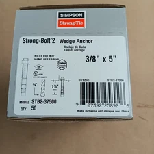 (Lot of 50) 3/8"x 5" Simpson Strong Tie Concrete Wedge Anchor STB2-37500 NEW