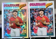 2026 Topps Heritage - Tanner Bibee #74 Chrome Refractor & Base Card #74