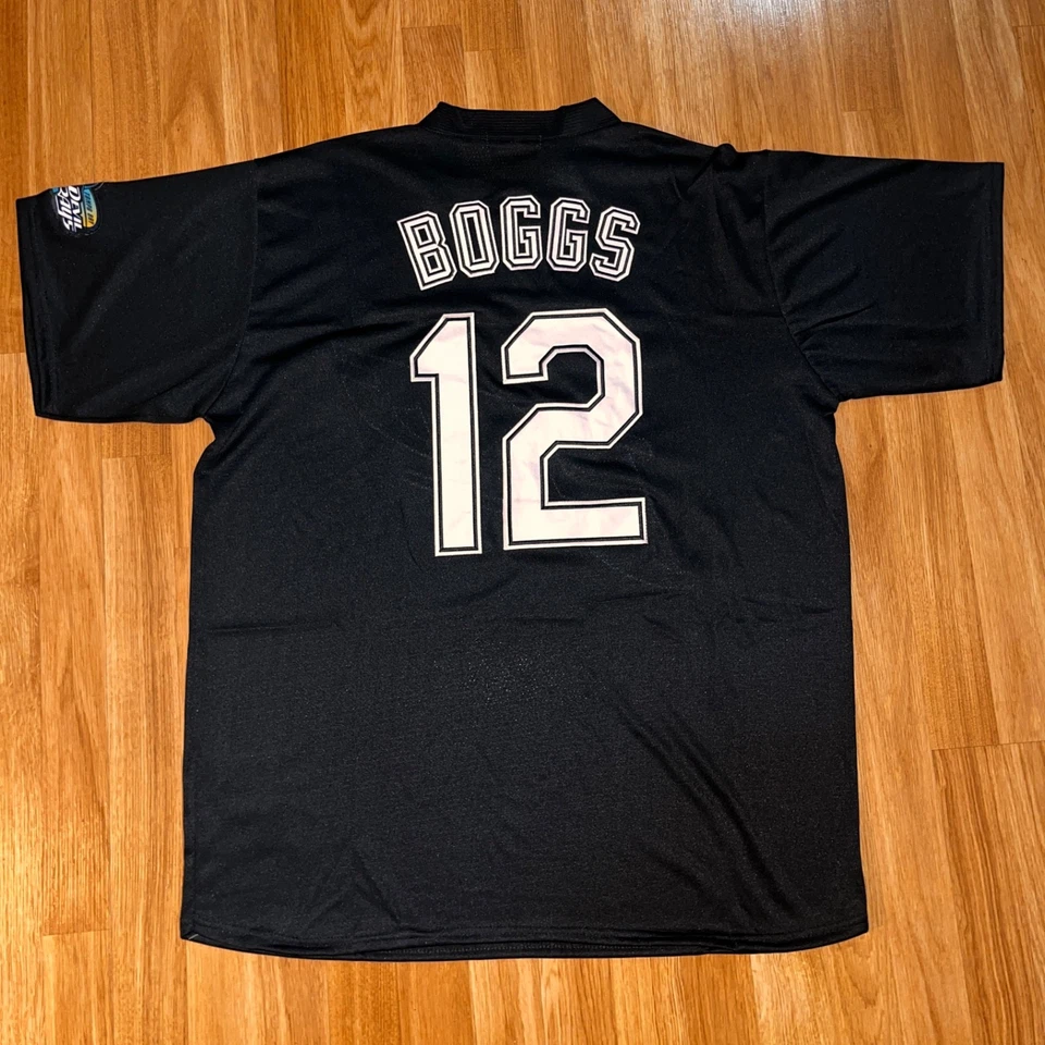 Jersey negro cosido Wade Boggs Tampa Bay Devil Rays Foto 2 de 2