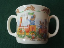 Bunnykins Royal Doulton English Bone China Child Mug 2 Handle Train Station