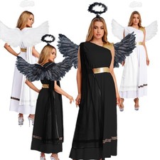 Women Angel Costume Fancy Dress Up Ancient Greek Roman For Theme Party Grecian