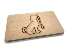 Frühstücksbrettchen Pudel Motiv aus Buchenholz 22 x 12 x 1 cm hellbraun