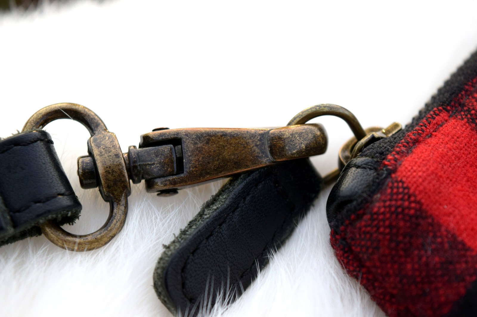 Red & Black Checkered Wool Pendleton Leather Wall… - image 7