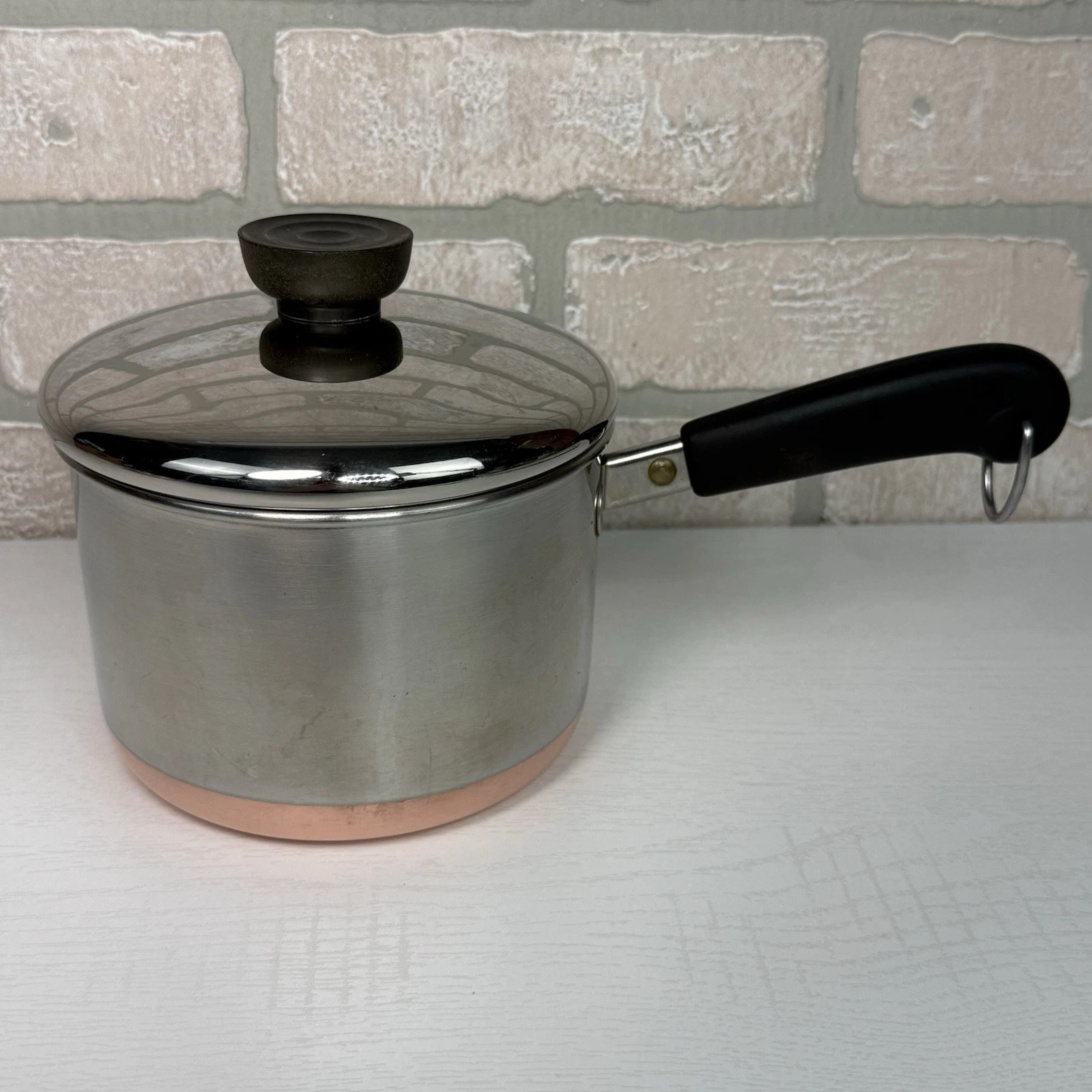 VTG Revere Ware 1801 Copper Bottom 1.5 QT Sauce Pan w/ Lid 83 Clinton ILL USA