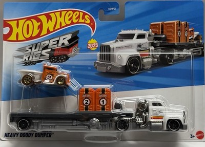 Hot Wheels 2025 HEAVY DOODY DUMPER, White, Orange Car, Super Rigs