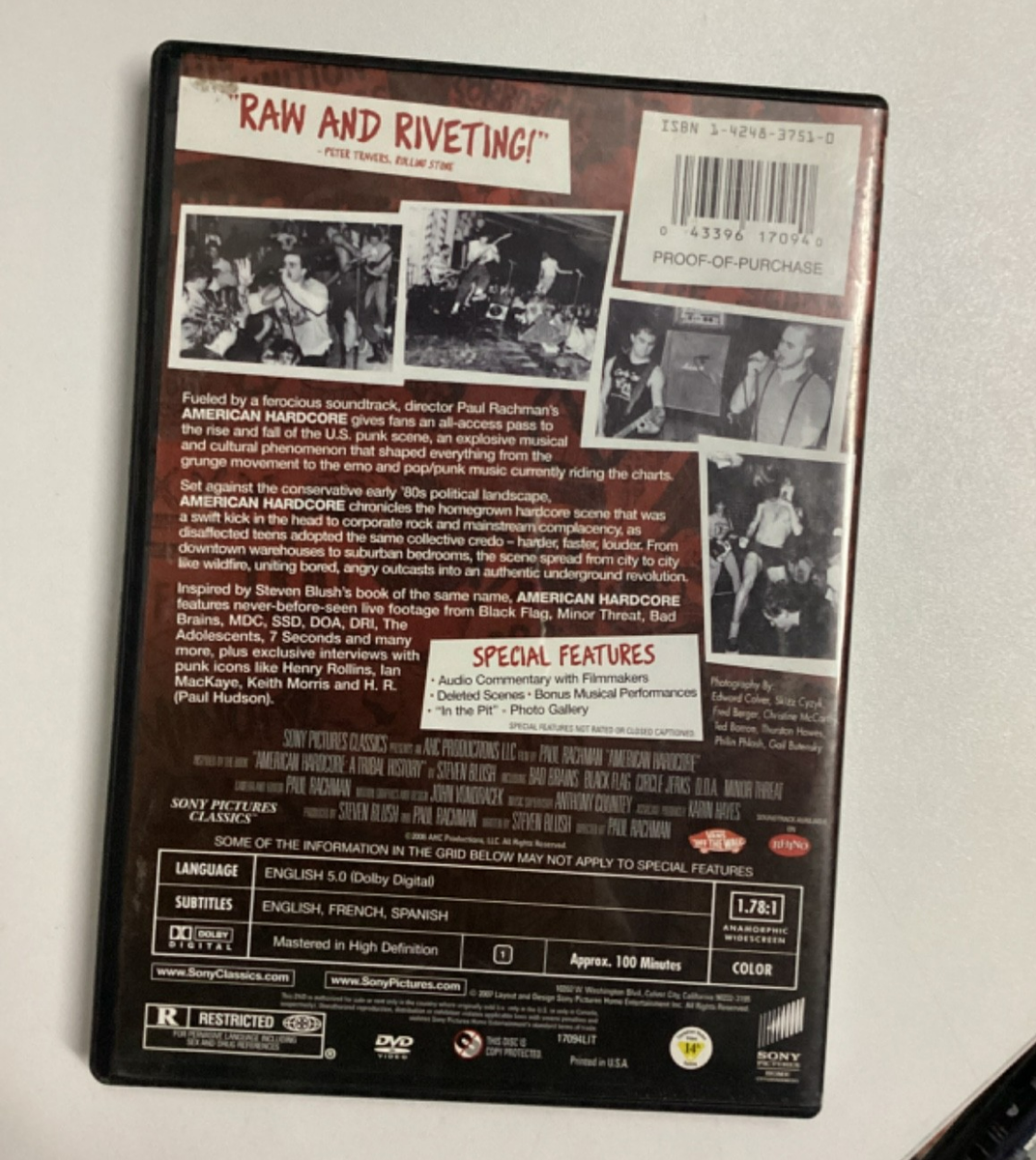American Hardcore DVD History of Punk Rock 1980-1986 Black Flag