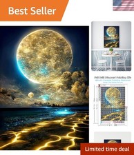 Diamond Art Kit for Adults - 5D Moonlight Beach Painting with Extra Diamonds