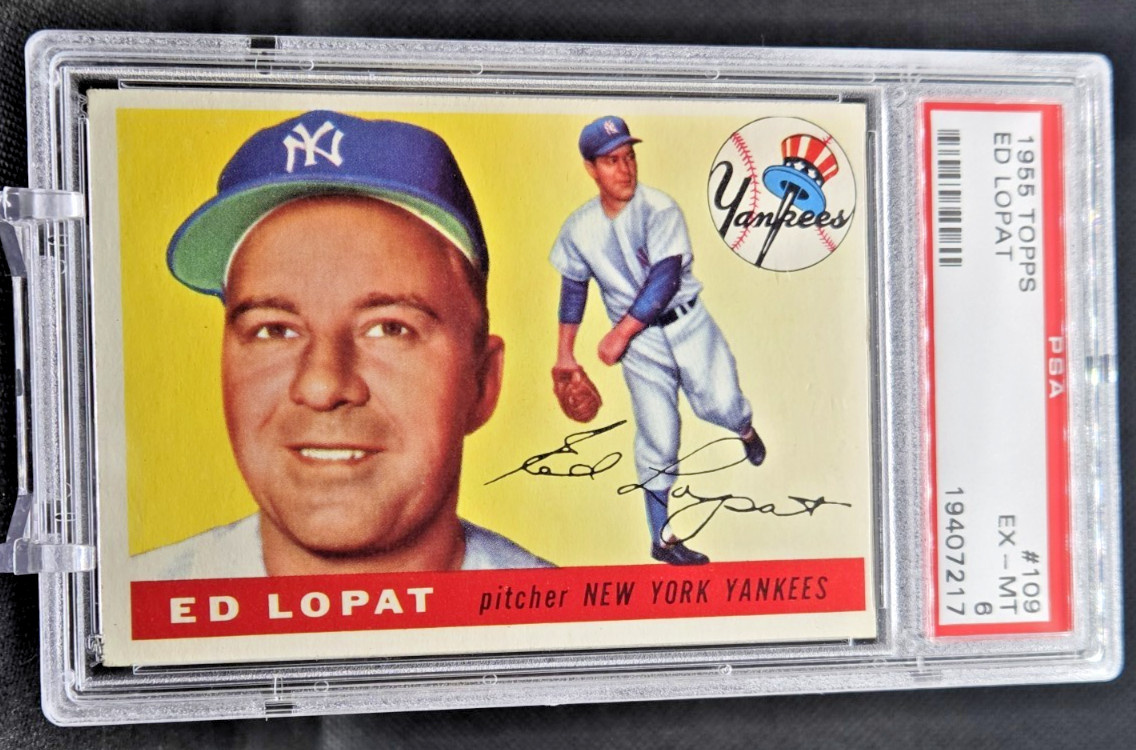 1955 Topps #109 Ed Lopat Yankees PSA EX-MT 6 (PC215)