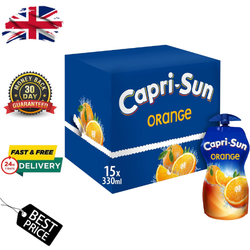 Capri-Sun Orange Juice Multipack (15 x 330ml) Resealable, Vegan, No Preservative