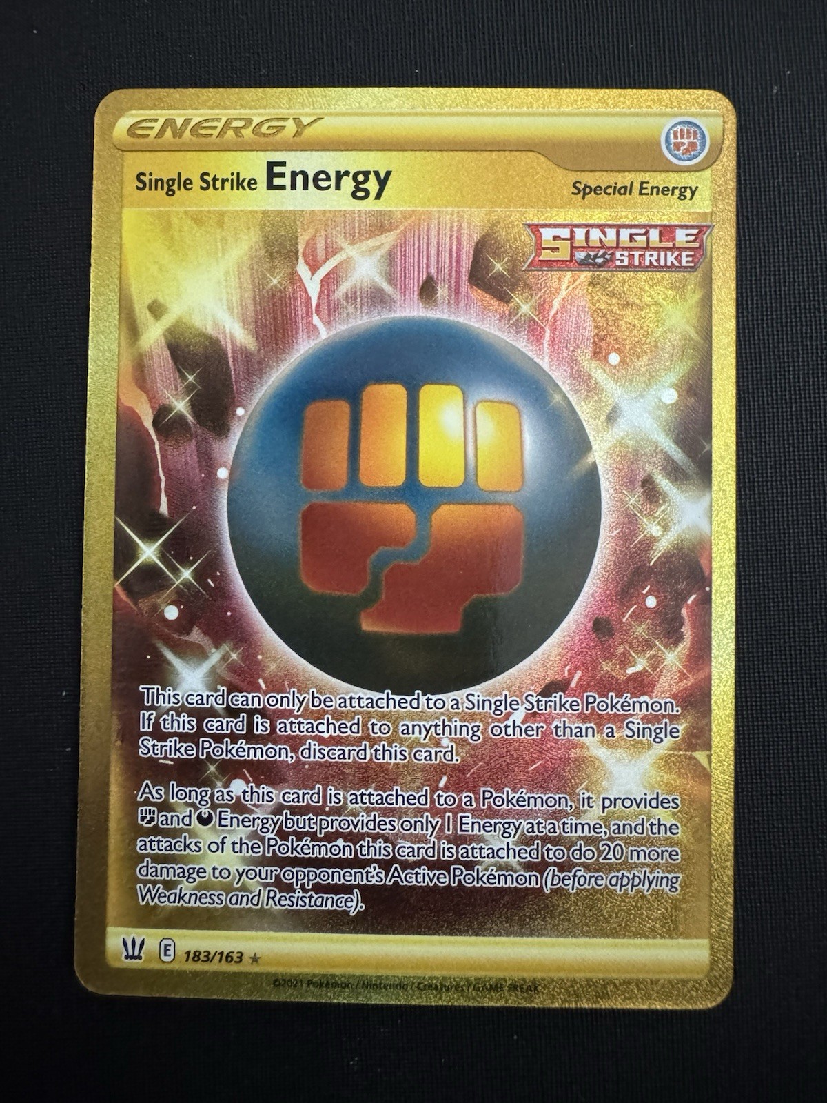 Single Strike Energy - 183/163 - Secret Rare - Battle Styles - Near Mint