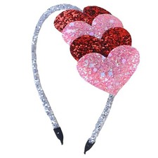 Valentines Headband Glitter Heart Hair Band Sparkly Pink Red Heart Hair
