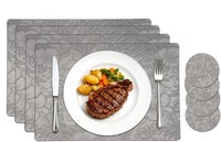 Tischsets Abwaschbar 4Er Set Leder Rutschfest HitzebestäNdig 43X30Cm Hellgrau