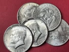 5 Silver 1964 Kennedy Half Dollars~All Clean Coins ~ Free Shipping
