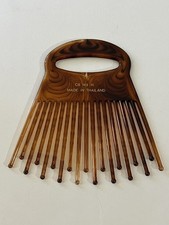 VTG Tortoise Shell Style Hair Comb Pick Thailand Brown Acrylic Wide Tooth Hair