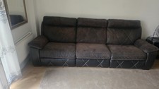 Leather 3-Seater Sofa Brown and Black Solid Plain 100cm L x 85cm W x 45cm H