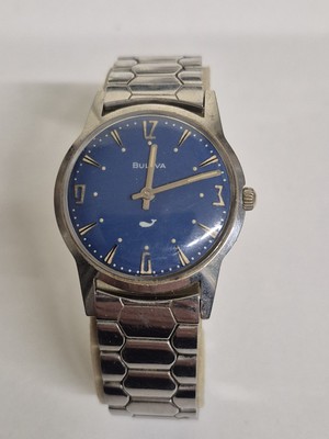 Rare Vintage 1970 Bulova White Whale Blue Dial Sea King Watch