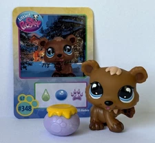 BEAR CUB #G7 #348 w/ Card Accessory - Authentic Littlest Pet Shop - Hasbro LPS