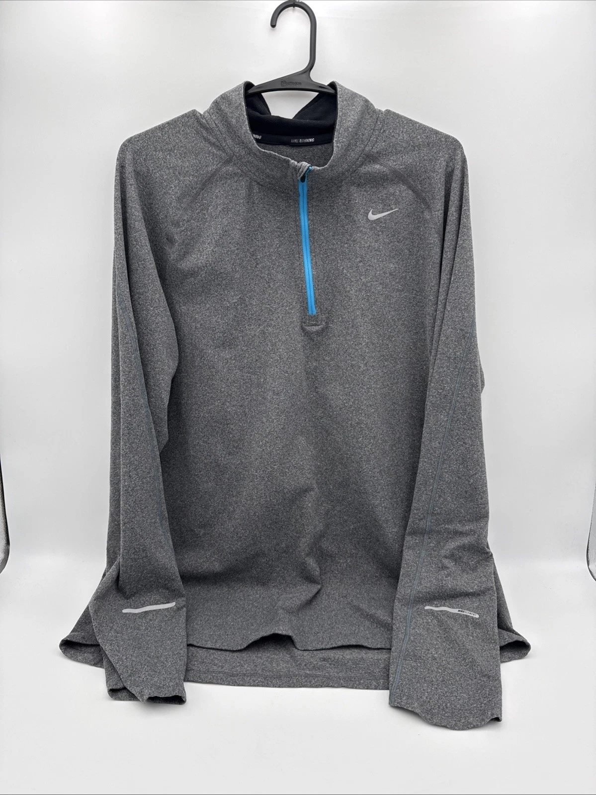 Nike Running 1/4 Zip Men Large Heather Blue DriFit Lightweight Element Pullover