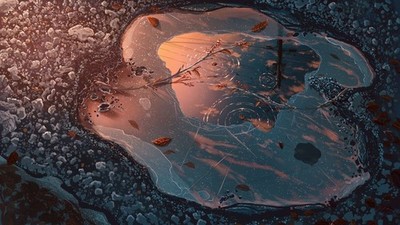 Anime ice puddle frost sky winter Play Gaming Mat Desk Game Desk Playmat Mat