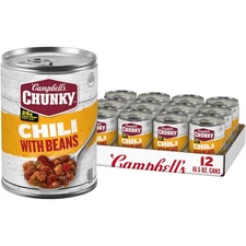 Chunky Chili with Beans, 16.5 oz Can - 12 Pack for Hearty Meals