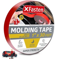 XFasten Super Strength Automotive Molding Tape, Gray, 1-Inch x 30-Foot, Doubl...
