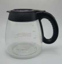 Mr. Coffee 12 Cup Carafe Glass Genuine Replacement Decanter Coffee Pot Black Lid