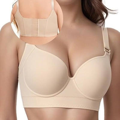 JishinGal Nude Full-Coverage Push-Up Bra 44DDD Wide Comfort Straps Breathable