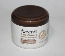 AVEENO TONE TEXTURE RENEWING NIGHT CREAM EXFOLIATES MOISTURIZES 8 OZ JAR