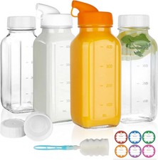 4 Pack 16 Oz Glass Milk Bottles With Lids Reusable Storage Containers For Kit...