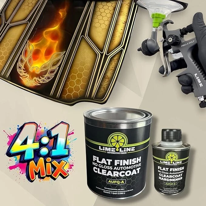 Abrigo transparente plano/satinado automotriz LiME LiNE 2k capa superior + endurecedor - 1,25 cuartos Foto 2 de 4