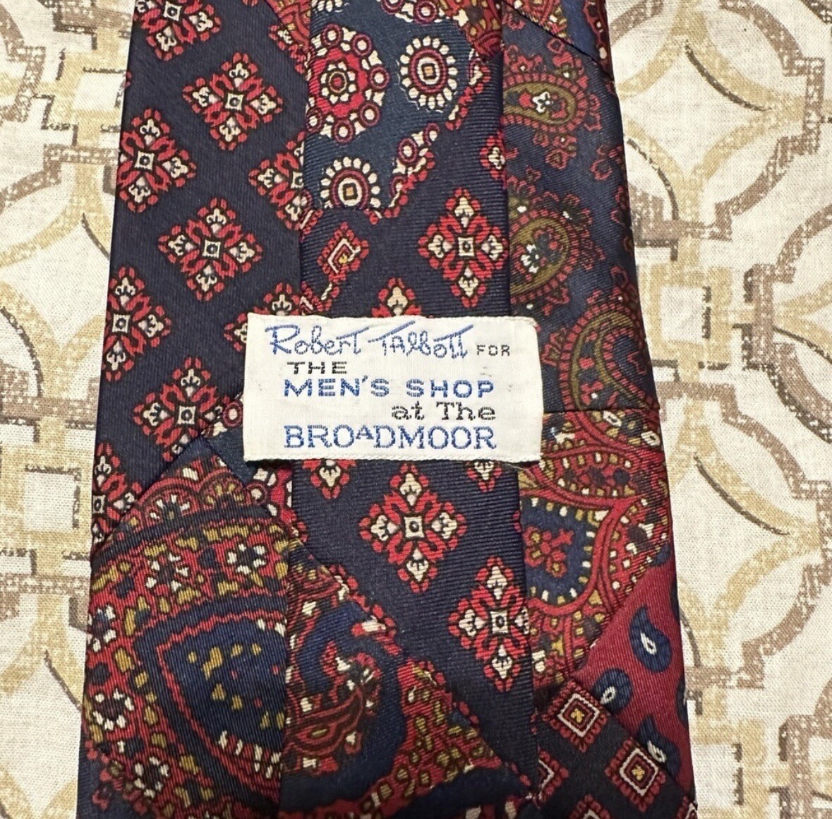 Robert Talbott Tie Patchwork Unique Red Hand Sewn… - image 5