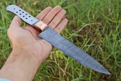 CUSTOM HANDMADE DAMASCUS STEEL CHEF KNIFE BLANK BLADE