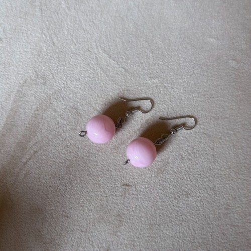 Retro Pink Plastic Ball Earrings Dangle Drop Statement earring 90s y2k - Picture 8 of 10