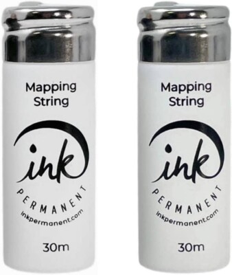 White Premium Pre-Inked Mapping String [2 X 100 Ft Bottles] Eyebrow for Permanen