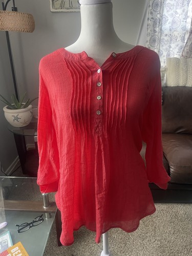 Motherhood Maternity Women's Large Coral button down top.  - Picture 2 of 8