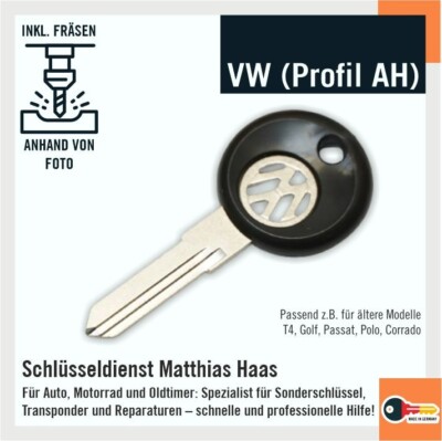 Schlüssel schleifen Original-Rohling Fräsen für VW Oldtimer Profil AH T4 Golf