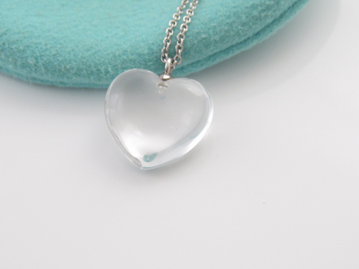 【激レア】Old Tiffany heart necklace Auth Tiffany & Co RARE Silver Crystal Heart Pendant Necklace