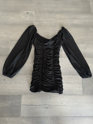 Princess Polly Bodycon Mini Dress Womens 8 Black Stretch Mesh Ruched  Cocktail | eBay