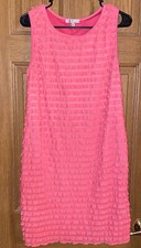 Moa Moa Shift Dress Soft Pink Stretchy Sleeveless Ruffles Lined Women Large