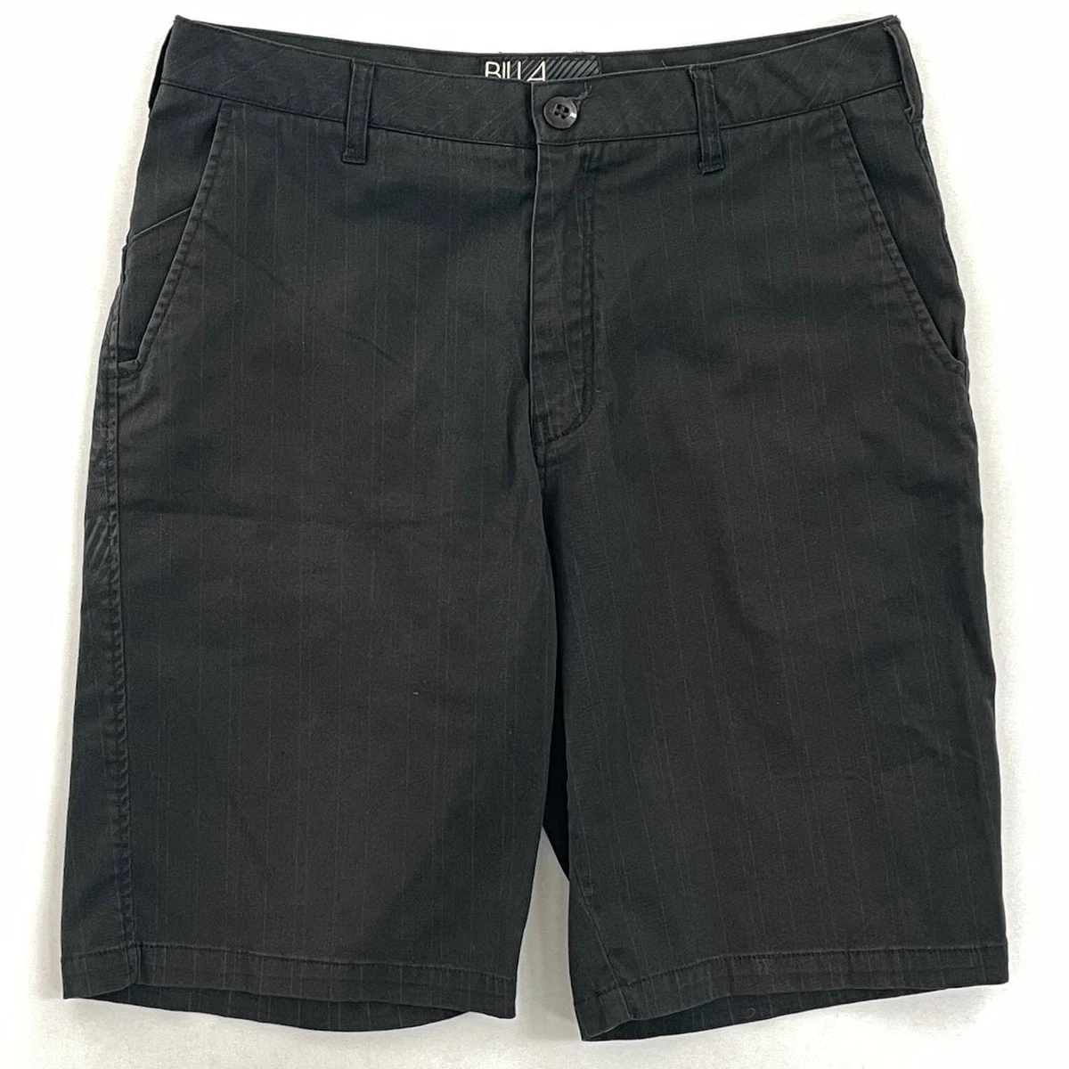 Billabong Mens Built To Thrash Chino Shorts Black Pin Striped Flat