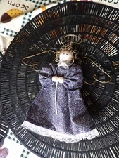 ANGEL RAG DOLL~9" Tall~Wings Made From A Hanger~8” Wide~Vintage~Hand Made~