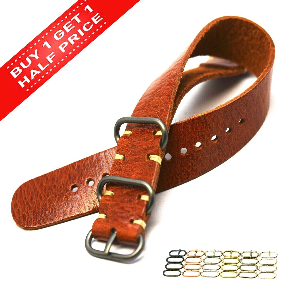 Bracelet Montre Cuir Zulu Militaire - 18/20/22/24mm - Style NATO - Neuf